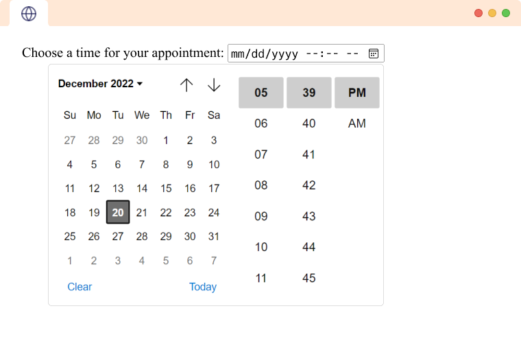 打开的 datetime-local 输入标签类型