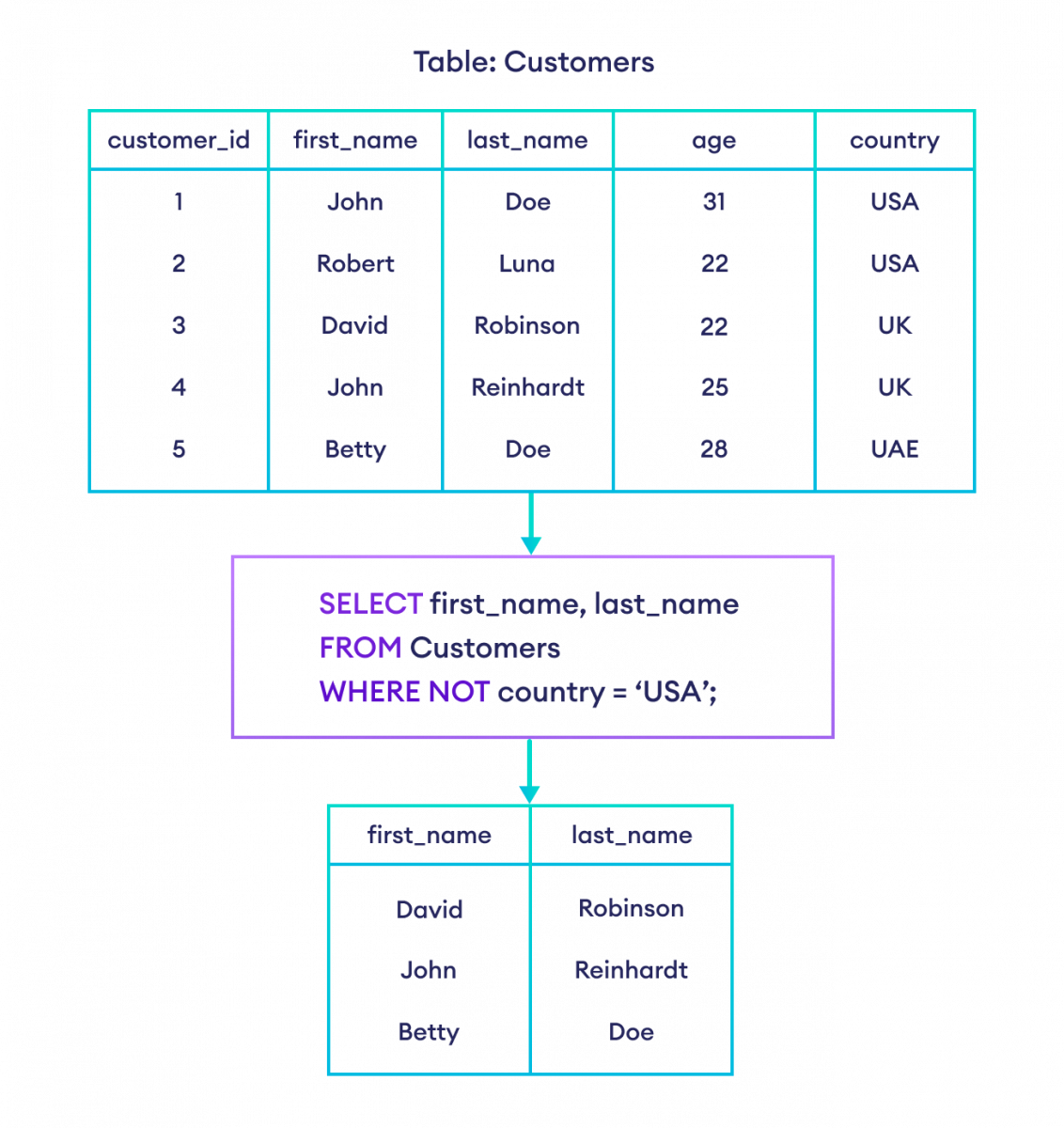 如何在 SQL 中使用 NOT 运算符？